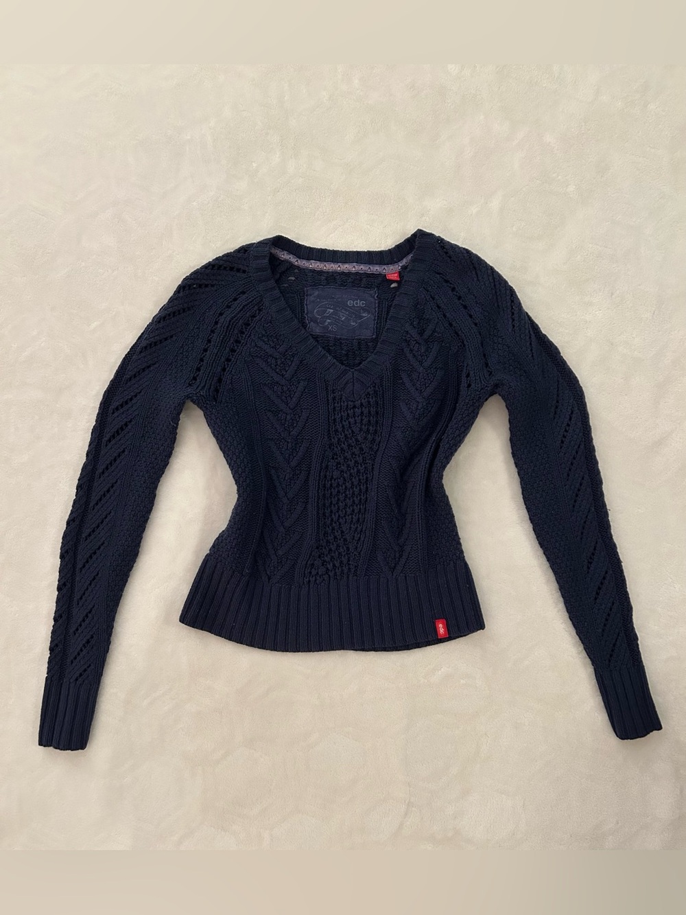 Vintage EDC by Esprit Slim-Fit Navy Knit Sweater